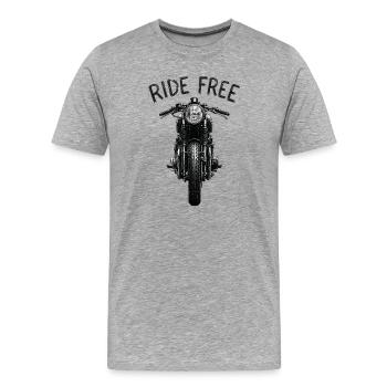 Ride Free - Retro Biker Motorbike - Men's Premium Organic T-Shirt - heather grey - Front - Damien (186cm)