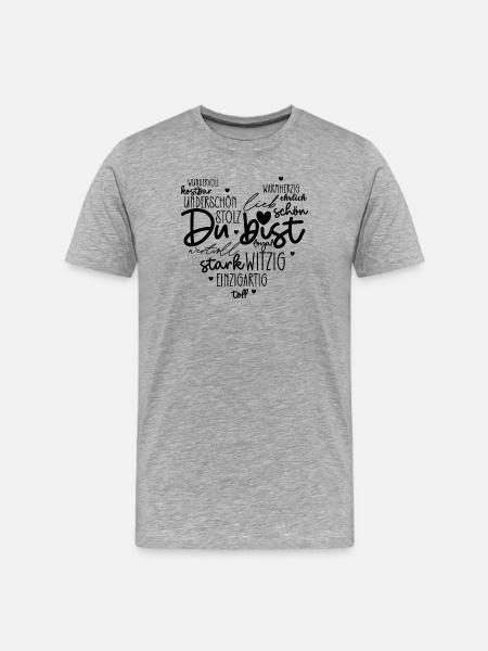 Du bist - Männer Premium Bio T-Shirt - Grau meliert
