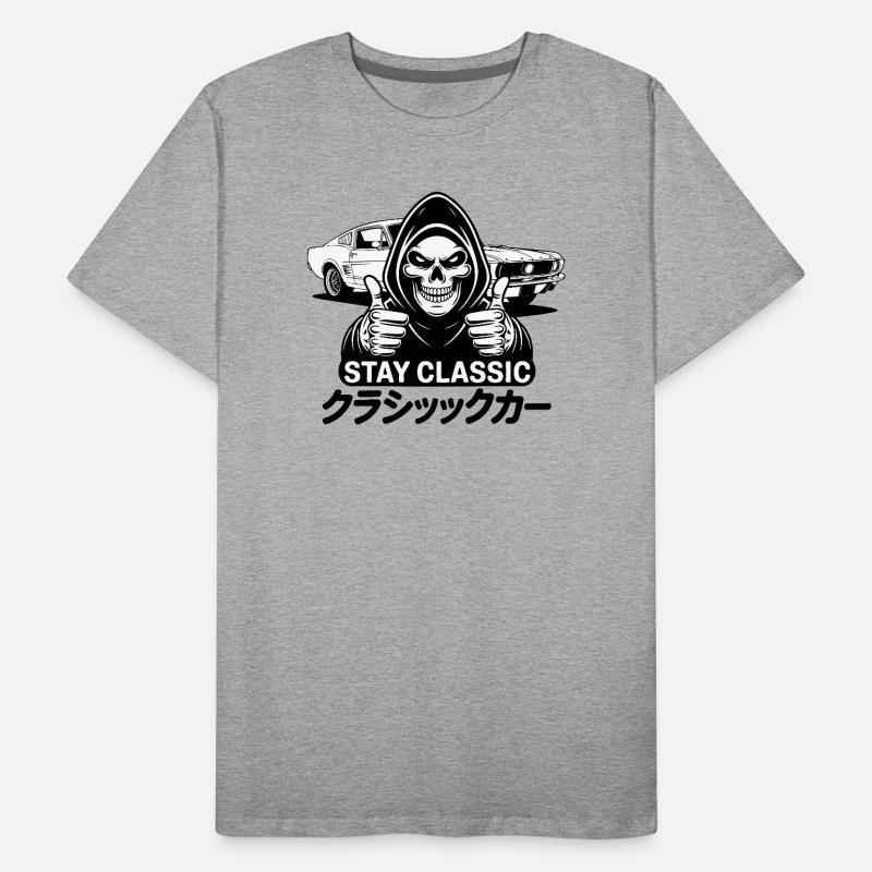 Stay Classic – Totenkopfkunst mit japanischem Oldtimer Männer Premium Bio T-Shirt