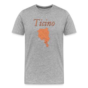 Ticino Karte im Rosé Ton - Männer Premium Bio T-Shirt - Grau meliert - Vorne - Damien (186cm)