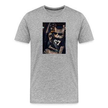 67 Cat Wearing Sunglasses Gen Alpha Funny 67 - Men's Premium Organic T-Shirt - heather grey - Front - Damien (186cm)