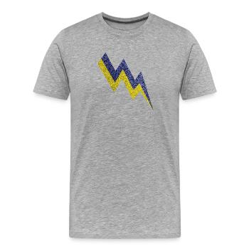 Gold and blue glittering lightning bolt - Men's Premium Organic T-Shirt - heather grey - Front - Damien (186cm)