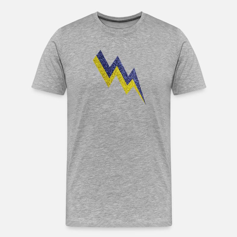 Goldener und blauer funkelnder Blitz - Männer Premium Bio T-Shirt - Grau meliert