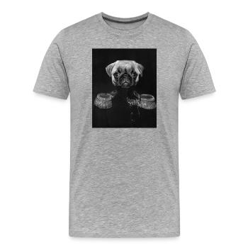 General Pug mit kaiserlichem Porträt - Männer Premium Bio T-Shirt - Grau meliert - Vorne - Damien (186cm)