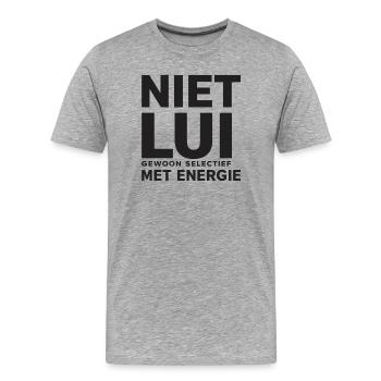 Nicht faul. Einfach selektiv mit der Energie. - Männer Premium Bio T-Shirt - Grau meliert - Vorne - Damien (186cm)