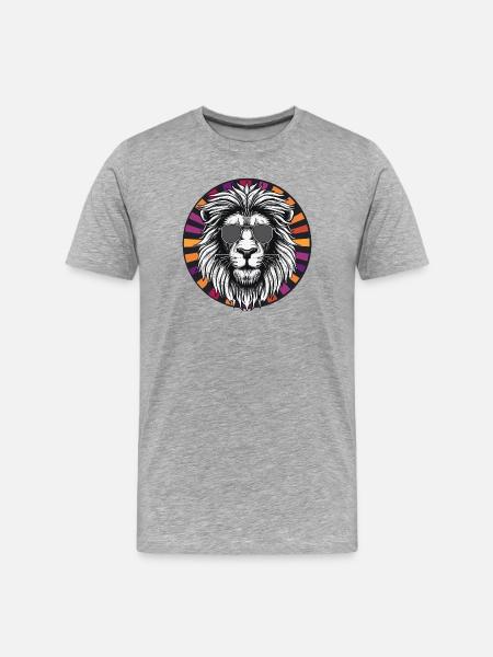 Lion with sunglasses - Men's Premium Organic T-Shirt - heather grey