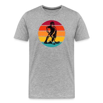 Attention fans de floorball, déclaration simple - T-shirt bio Premium Homme - gris chiné - Devant - Damien (186cm)