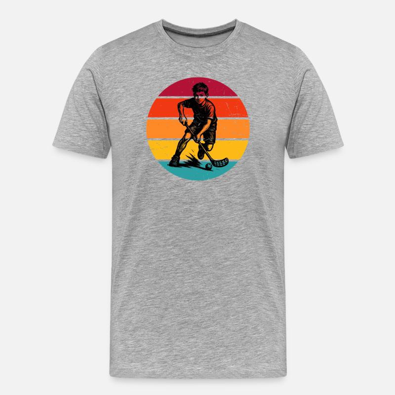 Floorball Fans aufgepasst schlichtes Statement - Männer Premium Bio T-Shirt - Grau meliert