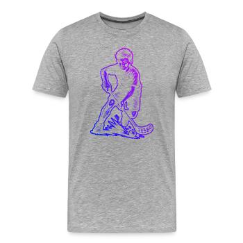 Thème puriste du floorball - T-shirt bio Premium Homme - gris chiné - Devant - Damien (186cm)