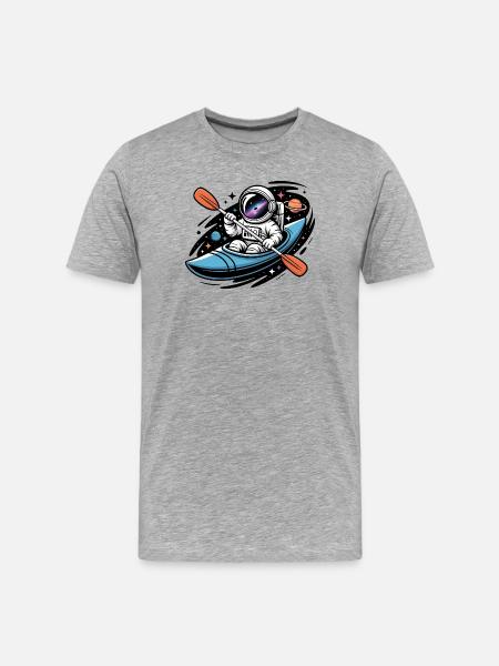 Astronaut Kayak - Cool Alien Logo - Men's Premium Organic T-Shirt - heather grey