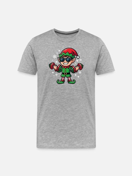 Christmas Elf Weightlifting Gym for Men - Men's Premium Organic T-Shirt - heather grey