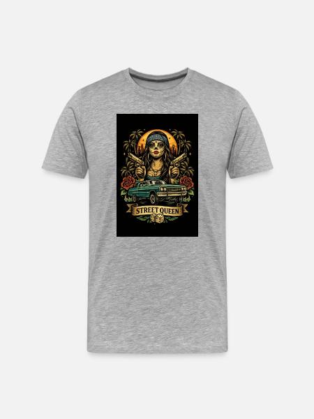 Street Queen Día Muertos - Men's Premium Organic T-Shirt - heather grey