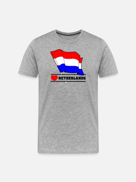 Netherlands Flag with Heart - Men's Premium Organic T-Shirt - heather grey