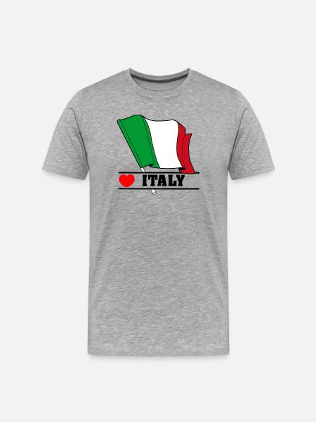 Italy Flag with Heart - Men's Premium Organic T-Shirt - heather grey