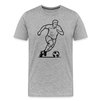 Fußball Spieler Schuss Torjäger Vektor - Männer Premium Bio T-Shirt - Grau meliert - Vorne - Damien (186cm)