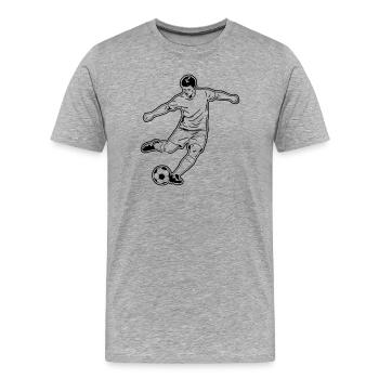 Fußball Spieler Schuss Torjäger Vektor - Männer Premium Bio T-Shirt - Grau meliert - Vorne - Damien (186cm)
