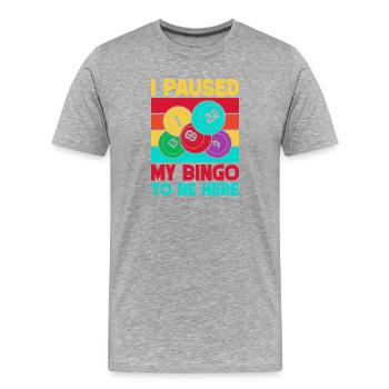 Bingo Game I Paused To Be Here Bingo - Men's Premium Organic T-Shirt - heather grey - Front - Damien (186cm)