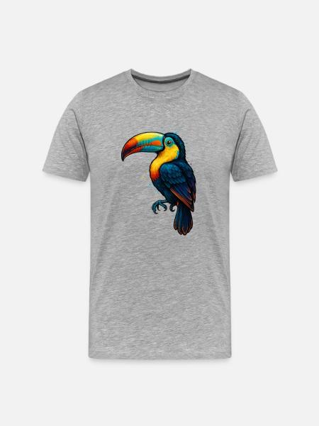 Tropischer Tukan Farbexplosion - Männer Premium Bio T-Shirt - Grau meliert