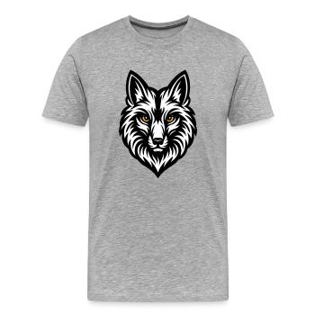 Wolf's Head Black White - Men's Premium Organic T-Shirt - heather grey - Front - Damien (186cm)