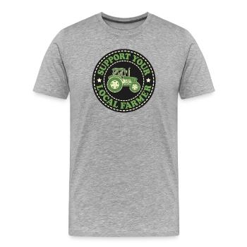 Soutenez votre agriculteur local - T-shirt bio Premium Homme - gris chiné - Devant - Damien (186cm)