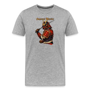 Samurai Krieger Japan Rüstung Bushido-Design - Männer Premium Bio T-Shirt - Grau meliert - Vorne - Damien (186cm)