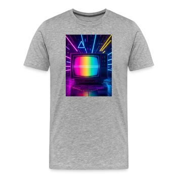 Retro-TV-Glitch – Neon-Achtziger-Leinwand - Männer Premium Bio T-Shirt - Grau meliert - Vorne - Damien (186cm)