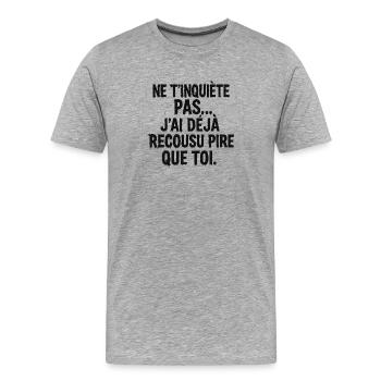 Don't worry, I sewed worse - Men's Premium Organic T-Shirt - heather grey - Front - Damien (186cm)