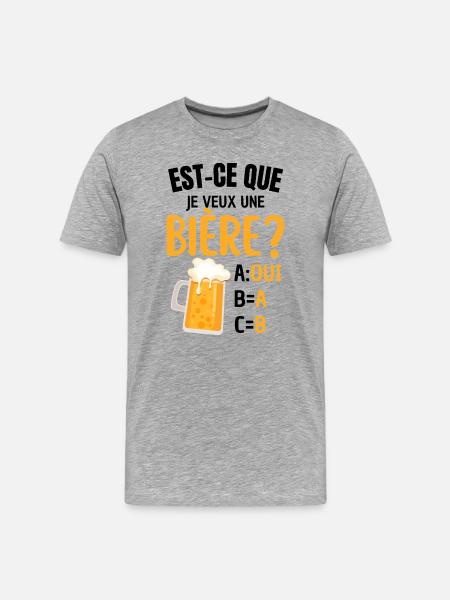 Beer humor and obvious answer - Men's Premium Organic T-Shirt - heather grey