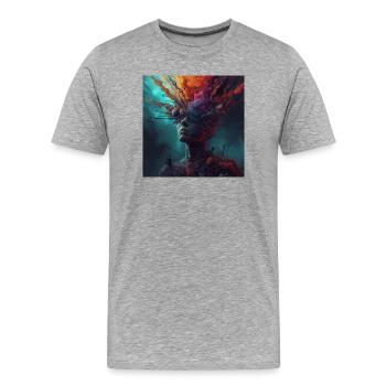 Cosmic Head Journey Color Streams - Men's Premium Organic T-Shirt - heather grey - Front - Damien (186cm)