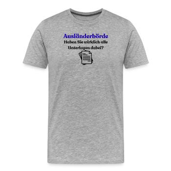 Bureau d’enregistrement des étrangers - T-shirt bio Premium Homme - gris chiné - Devant - Damien (186cm)