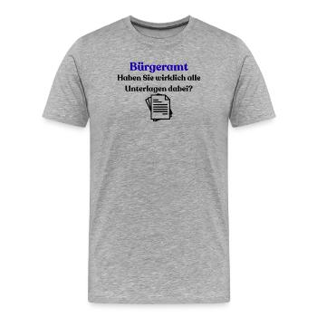 Chemise bleue typographie du bureau du citoyen - T-shirt bio Premium Homme - gris chiné - Devant - Damien (186cm)