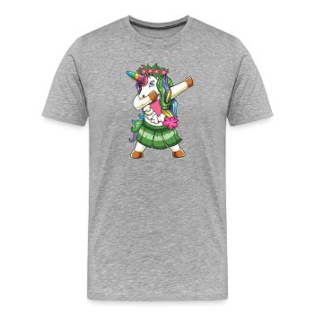 Tupfen von Hawaiian Unicorn Hula Dancer Girl - Männer Premium Bio T-Shirt - Grau meliert - Vorne - Damien (186cm)