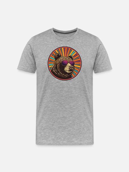 Bear with retro sunglasses - Men's Premium Organic T-Shirt - heather grey