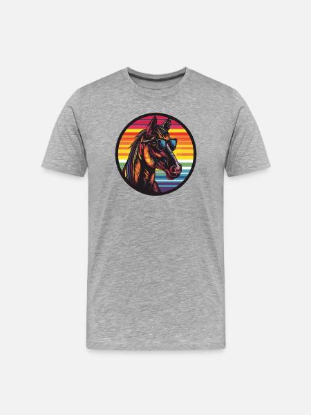 Horse Pony with Sunglasses - Men's Premium Organic T-Shirt - heather grey