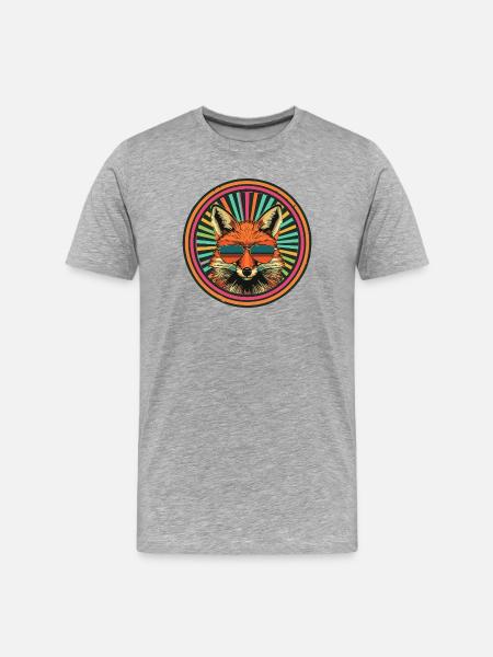 Retro Fox with Sunglasses - Men's Premium Organic T-Shirt - heather grey