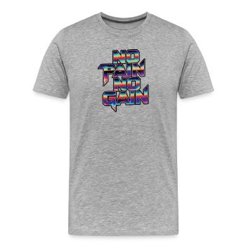 Regenbogen No Pain No Gain - Männer Premium Bio T-Shirt - Grau meliert - Vorne - Damien (186cm)