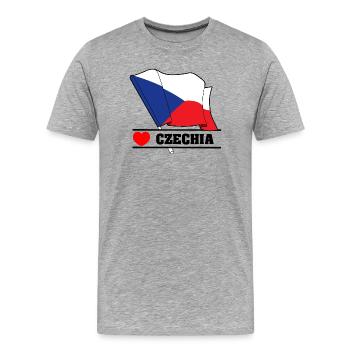 TSCHECHISCHE Republik – Flagge mit Herz - Männer Premium Bio T-Shirt - Grau meliert - Vorne - Damien (186cm)