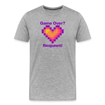 Fin du jeu? Réapparition avec le cœur, langage de l’amour des joueurs - T-shirt bio Premium Homme - gris chiné - Devant - Damien (186cm)