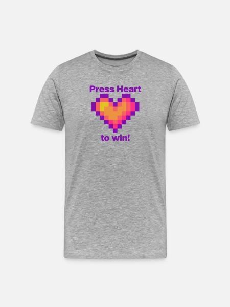 Press Heart to Win,Gamer Love Language - Men's Premium Organic T-Shirt - heather grey