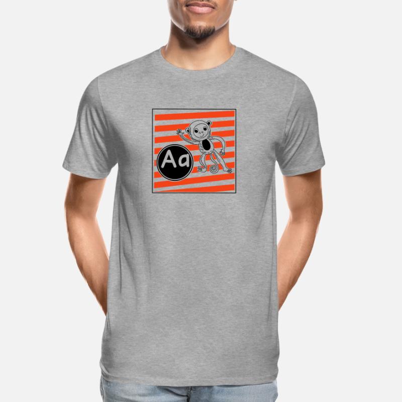A pour Monkey Learning Letters à l’école primaire T-shirt bio Premium Homme