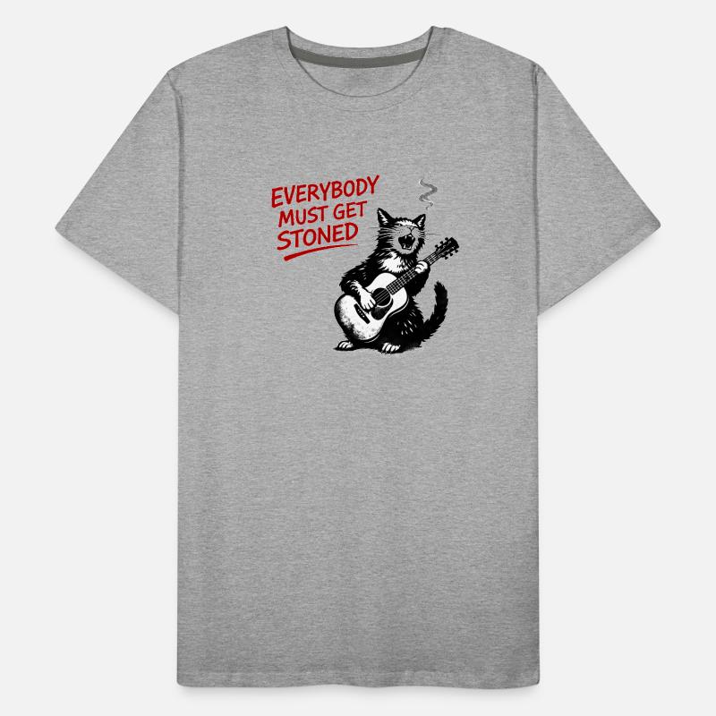 Katzenrock Stoned Guitar Cat Männer Premium Bio T-Shirt