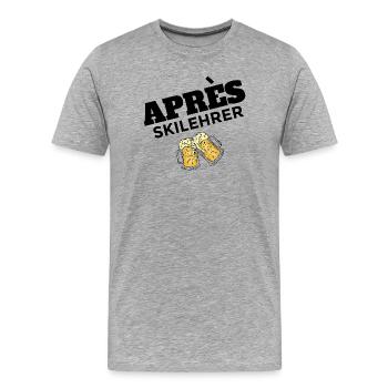 Après Ski Moniteur Party Design - T-shirt bio Premium Homme - gris chiné - Devant - Damien (186cm)