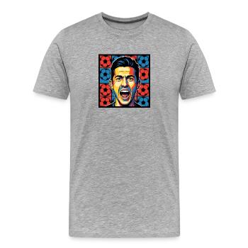 Football Fan Face Pop Art Colorful - Men's Premium Organic T-Shirt - heather grey - Front - Damien (186cm)