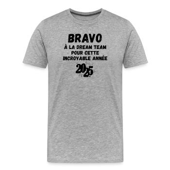 remerciement, bravo, félicitation - T-shirt bio Premium Homme - gris chiné - Devant - Damien (186cm)