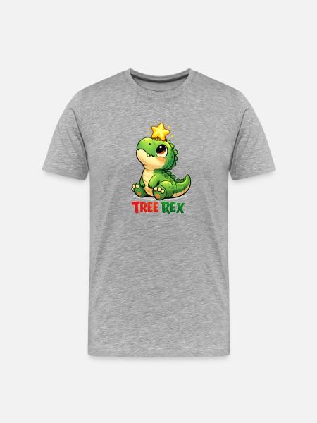 Tree Rex Dino T Rex - Männer Premium Bio T-Shirt - Grau meliert