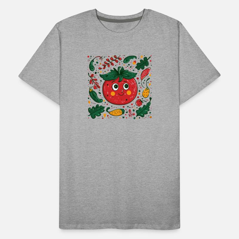 Tomate joyeuse dans la conception de jardin T-shirt bio Premium Homme