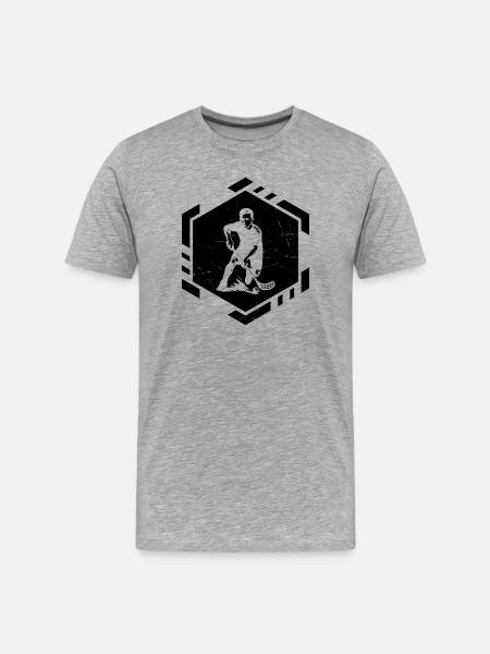 Funny floorball motif - Men's Premium Organic T-Shirt - heather grey