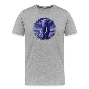 Éléphant nocturne dans la savane - T-shirt bio Premium Homme - gris chiné - Devant - Damien (186cm)