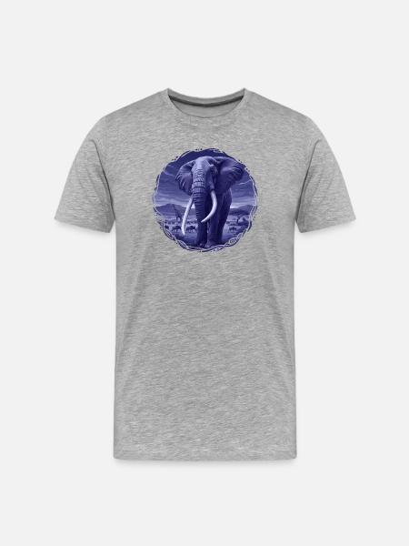 Éléphant nocturne dans la savane - T-shirt bio Premium Homme - gris chiné