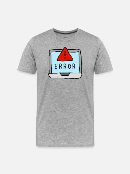 Laptop Error Warning Illustration - Men's Premium Organic T-Shirt - heather grey